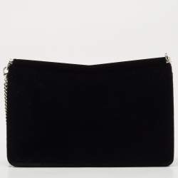 Pre Owned Jimmy Choo Black Velvet Crystals Kalina Chain Bag
