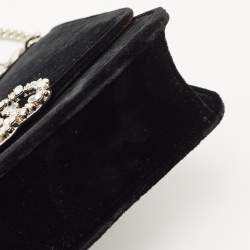 Pre Owned Jimmy Choo Black Velvet Crystals Kalina Chain Bag
