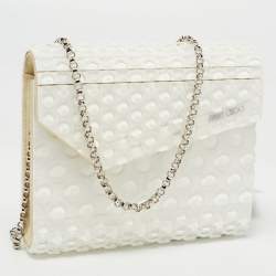 Pre Owned Jimmy Choo White Bubble Wrap Acrylic Candy Chain Clutch