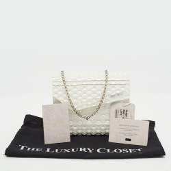 Pre Owned Jimmy Choo White Bubble Wrap Acrylic Candy Chain Clutch
