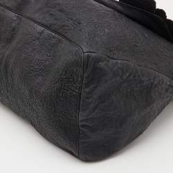 Pre Owned Jimmy Choo Black Textured Leather Embellished Flap Shoulder Bag