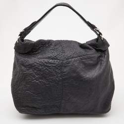 Pre Owned Jimmy Choo Black Textured Leather Embellished Flap Shoulder Bag