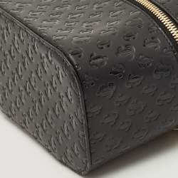 Jimmy Choo Black Monogram Leather Make Up Vanity Bag