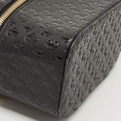 Jimmy Choo Black Monogram Leather Make Up Vanity Bag
