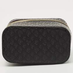Jimmy Choo Black Monogram Leather Make Up Vanity Bag