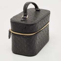 Jimmy Choo Black Monogram Leather Make Up Vanity Bag