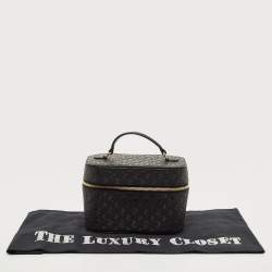 Jimmy Choo Black Monogram Leather Make Up Vanity Bag