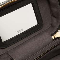 Jimmy Choo Black Monogram Leather Make Up Vanity Bag