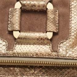 Pre Owned Jimmy Choo Gold/Grey Python Leather Mave Foldover Clutch