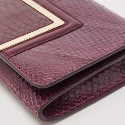 Pre Owned Jimmy Choo Purple Watersnake Leather Alara Wristlet Clutch