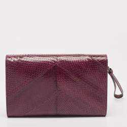 Pre Owned Jimmy Choo Purple Watersnake Leather Alara Wristlet Clutch