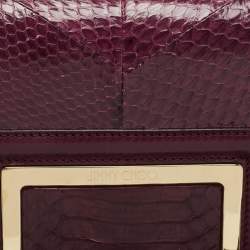 Pre Owned Jimmy Choo Purple Watersnake Leather Alara Wristlet Clutch
