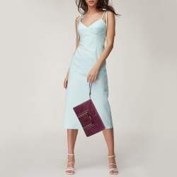 Pre Owned Jimmy Choo Purple Watersnake Leather Alara Wristlet Clutch