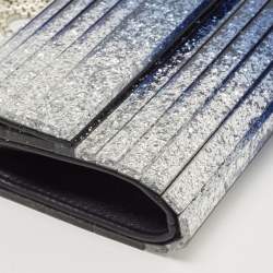 Pre Owned Jimmy Choo Blue/Silver Ombre Glitter Acrylic Sweetie Chain Clutch