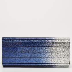 Pre Owned Jimmy Choo Blue/Silver Ombre Glitter Acrylic Sweetie Chain Clutch