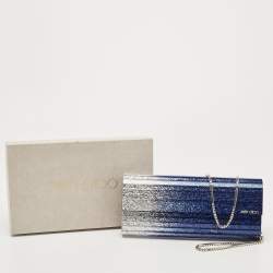 Pre Owned Jimmy Choo Blue/Silver Ombre Glitter Acrylic Sweetie Chain Clutch