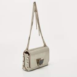 Pre Owned Jimmy Choo Silver Leather Lockett City Shoulder Bag