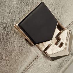 Pre Owned Jimmy Choo Silver Leather Lockett City Shoulder Bag