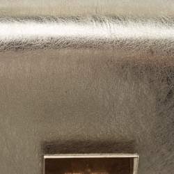 Pre Owned Jimmy Choo Silver Leather Lockett City Shoulder Bag