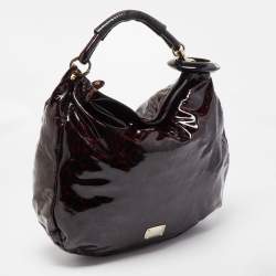 Jimmy Choo Black/Red Leopard Print Patent Leather Large Sky Bangle Hobo