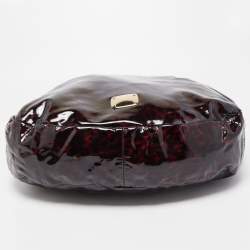 Jimmy Choo Black/Red Leopard Print Patent Leather Large Sky Bangle Hobo