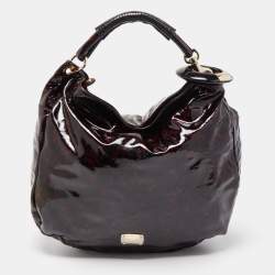 Jimmy Choo Black/Red Leopard Print Patent Leather Large Sky Bangle Hobo