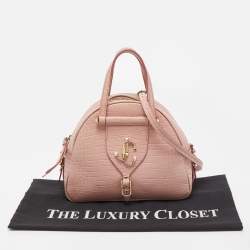 Jimmy Choo Pink Croc Embossed Leather Small Varenne Bowler Bag