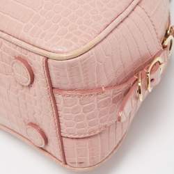 Jimmy Choo Pink Croc Embossed Leather Small Varenne Bowler Bag