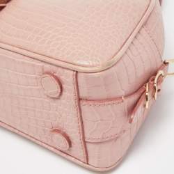Jimmy Choo Pink Croc Embossed Leather Small Varenne Bowler Bag
