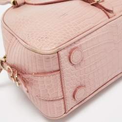 Jimmy Choo Pink Croc Embossed Leather Small Varenne Bowler Bag