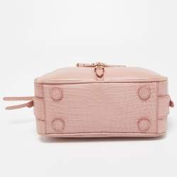 Jimmy Choo Pink Croc Embossed Leather Small Varenne Bowler Bag