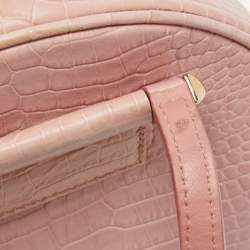 Jimmy Choo Pink Croc Embossed Leather Small Varenne Bowler Bag