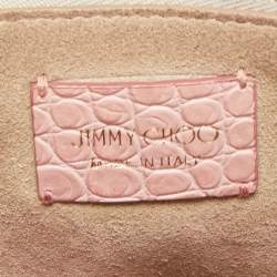 Jimmy Choo Pink Croc Embossed Leather Small Varenne Bowler Bag