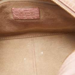 Jimmy Choo Pink Croc Embossed Leather Small Varenne Bowler Bag
