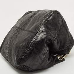 Pre Owned Jimmy Choo Black Python Leather Lohla Jayne Tote