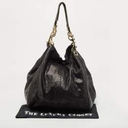 Pre Owned Jimmy Choo Black Python Leather Lohla Jayne Tote
