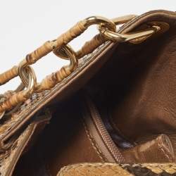 مملوكة مسبقًا Jimmy Choo Gold/Brown Python Tulita Hobo