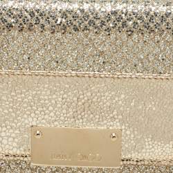 Pre Owned Jimmy Choo Gold Glitter and Leather Reese Continental Clutch