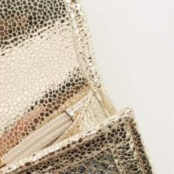 Pre Owned Jimmy Choo Gold Glitter and Leather Reese Continental Clutch