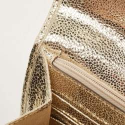 Pre Owned Jimmy Choo Gold Glitter and Leather Reese Continental Clutch