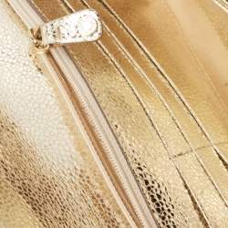 Pre Owned Jimmy Choo Gold Glitter and Leather Reese Continental Clutch