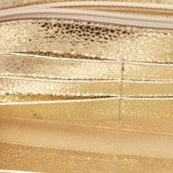 Pre Owned Jimmy Choo Gold Glitter and Leather Reese Continental Clutch