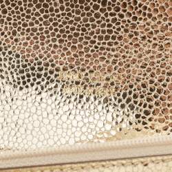 Pre Owned Jimmy Choo Gold Glitter and Leather Reese Continental Clutch