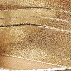 Pre Owned Jimmy Choo Gold Glitter and Leather Reese Continental Clutch