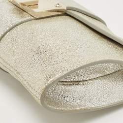 Pre Owned Jimmy Choo Metallic Silver Leather Rebel Clutch