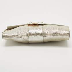 Pre Owned Jimmy Choo Metallic Silver Leather Rebel Clutch