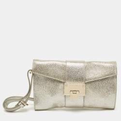 Pre Owned Jimmy Choo Metallic Silver Leather Rebel Clutch