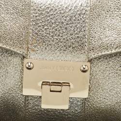 Pre Owned Jimmy Choo Metallic Silver Leather Rebel Clutch