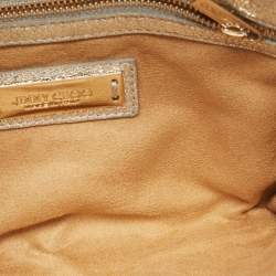 Pre Owned Jimmy Choo Metallic Silver Leather Rebel Clutch