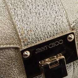 Pre Owned Jimmy Choo Metallic Silver Leather Rebel Clutch